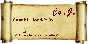 Csanki Jordán névjegykártya